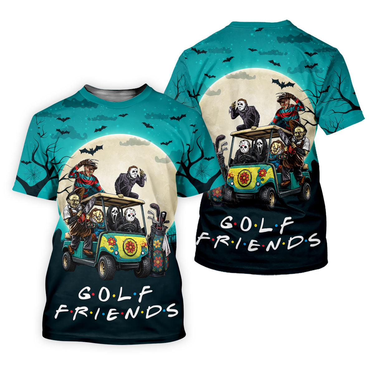 Horror Character Golf Cart Halloween Polo Shirt, Golf Shirts For Men, Halloween Shirt