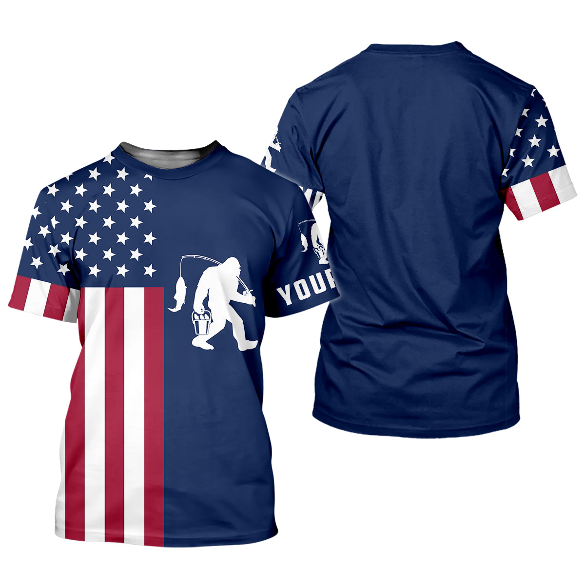 Bigfoot American Flag Patriotic Fishing Shirt, Women SPF Shirt, Fishing Shirt For Women, Female Fishing Shirts