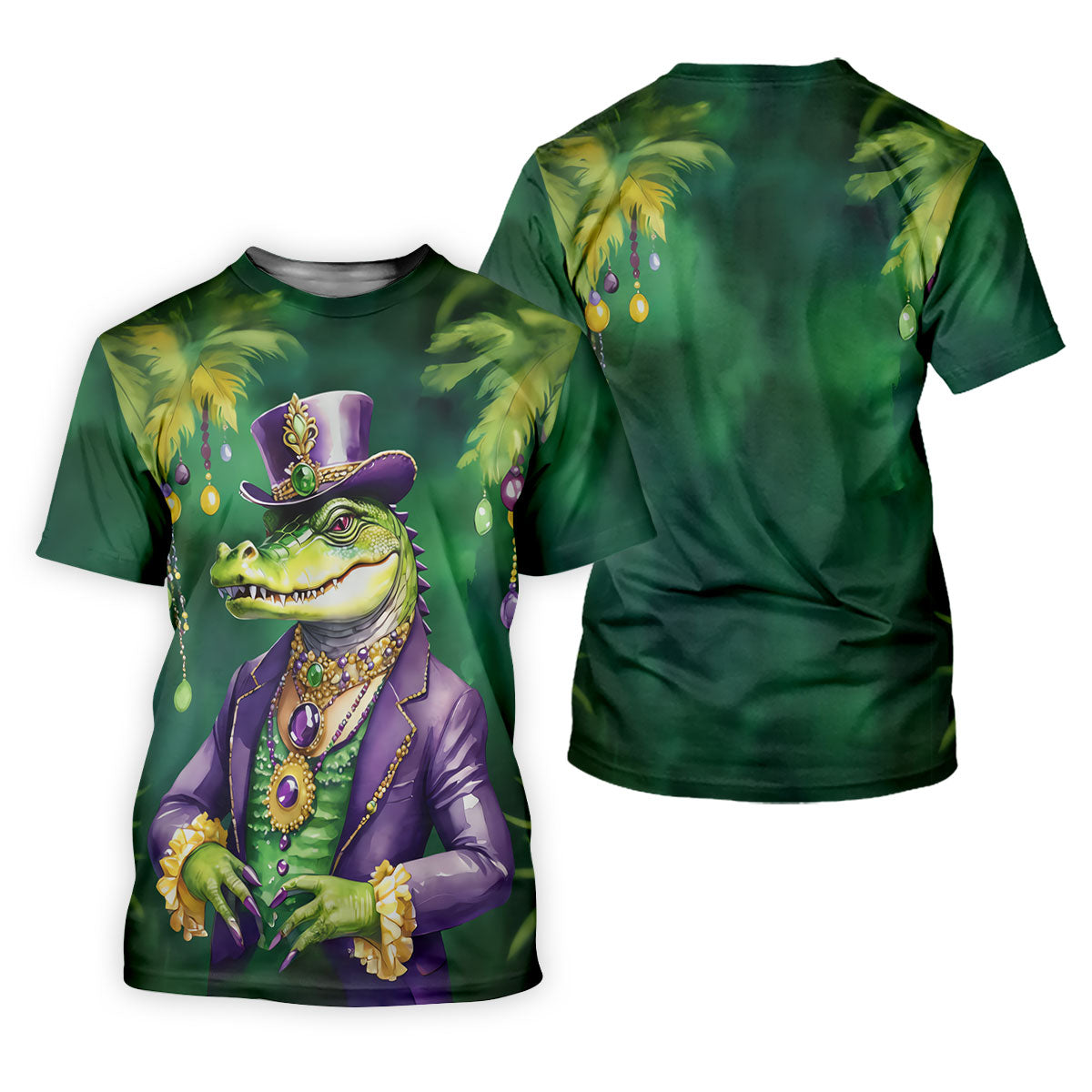 Mardi Gras Alligator Green Golf Shirt, Fun Women's Golf Shirts, Women's Golf Tops, Ladies Golf Polos