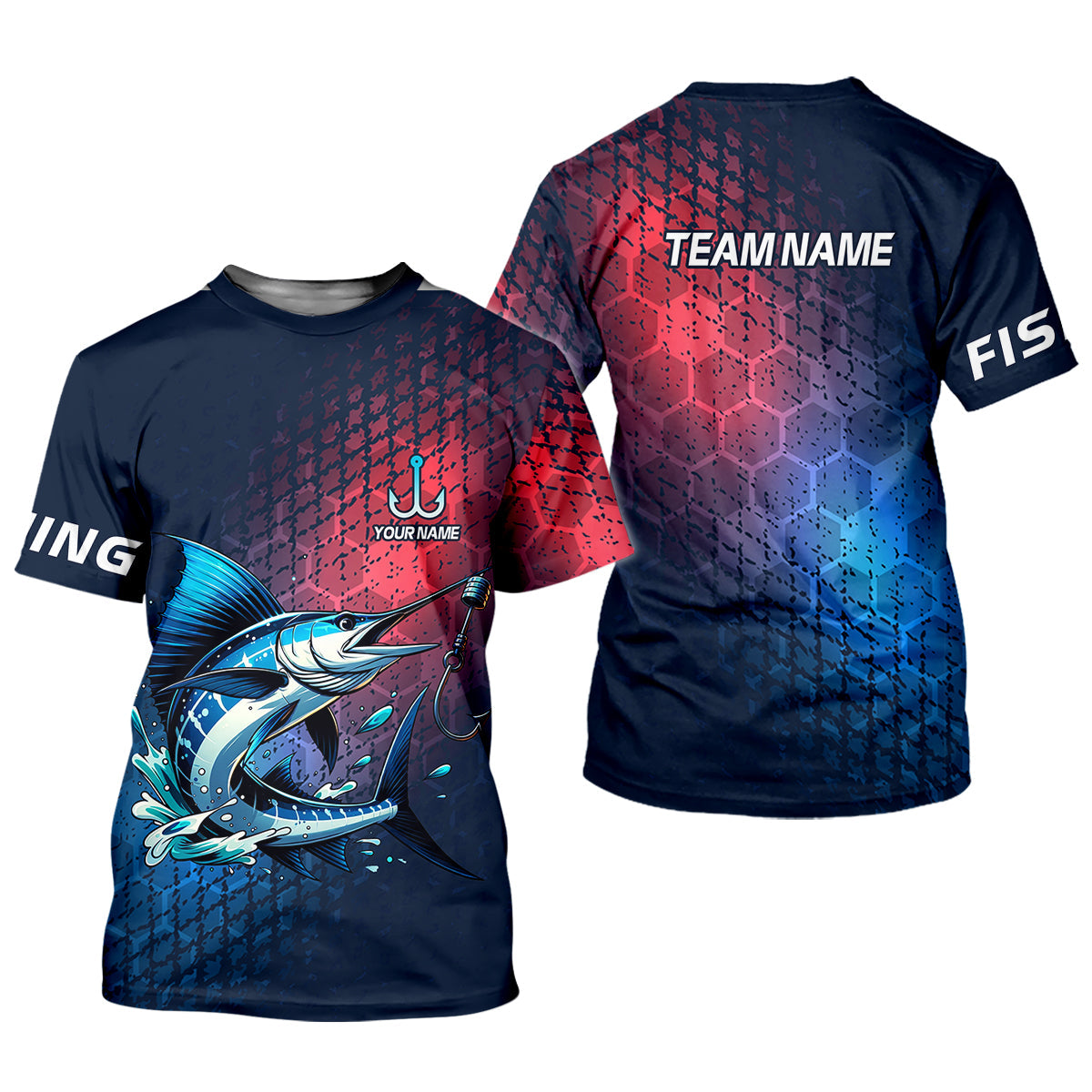 Marlin Fishing Custom Name UPF Shirts, Tournament Fishing Shirts, Men's Fishing Shirt