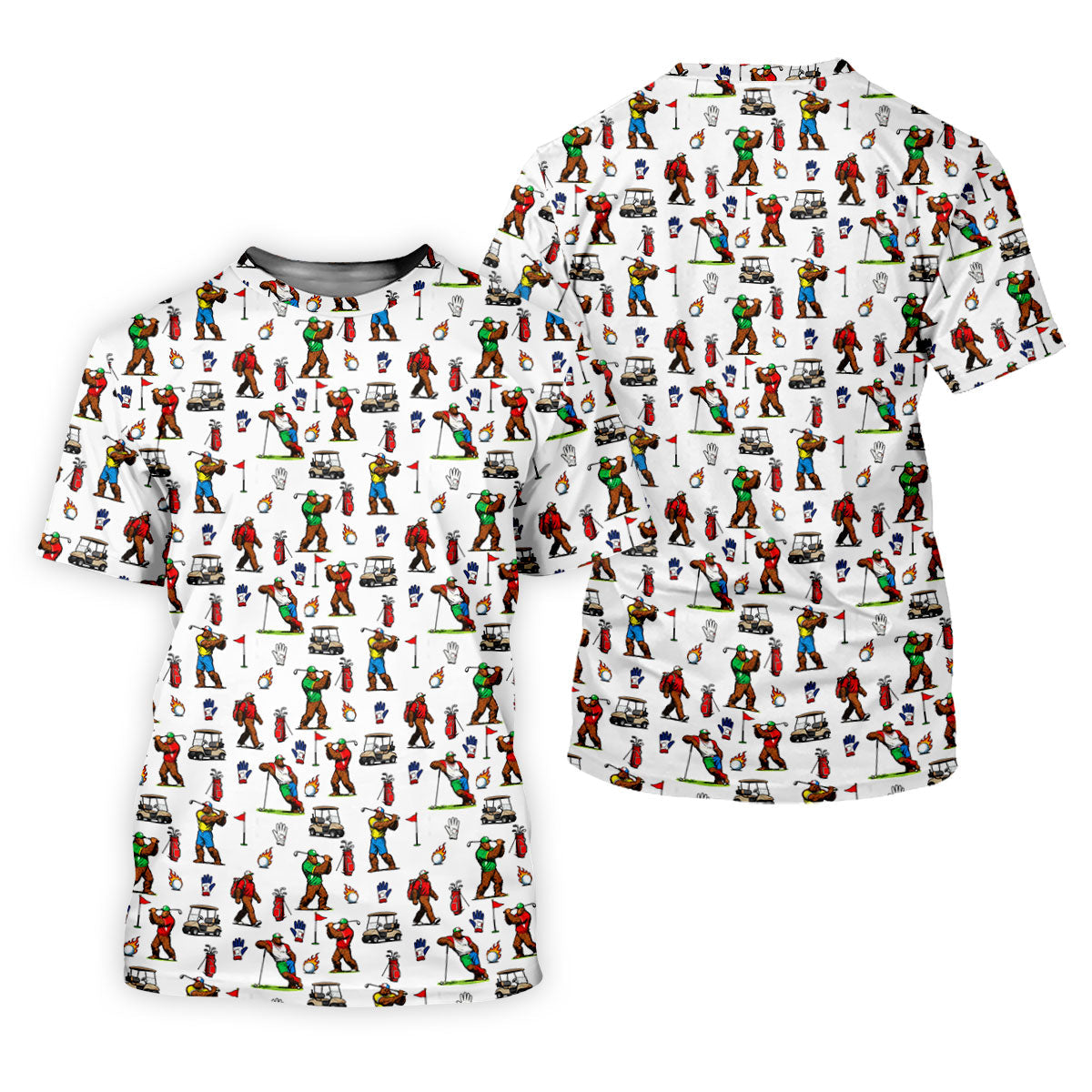 Bigfoot Golfer Pattern Men's Golf Shirt, Golf Polo Shirts For Men, Mens Golf Apparel