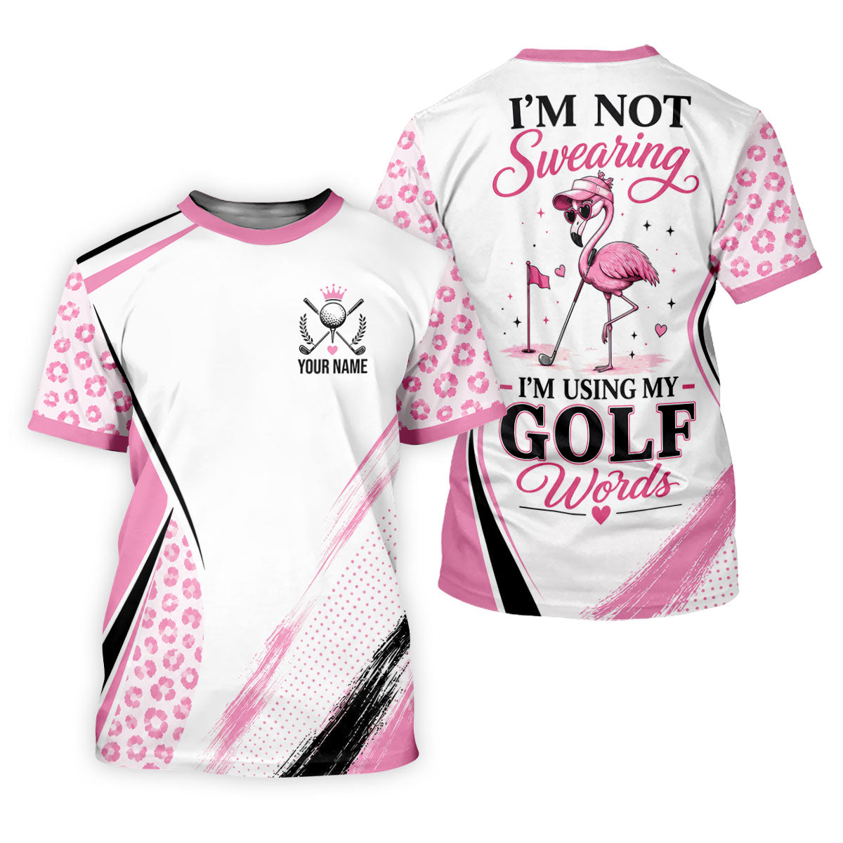 Personalized Pink Golf Crest Polo Shirt, Golf Polo Shirts For Men, Mens Golf Apparel