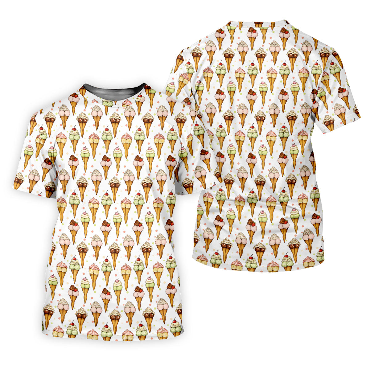 Adult Humor Ice Cream Golf Shirt, Funny Cone Pattern, Golf Shirt For Men