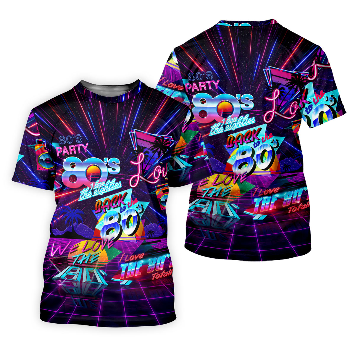 80s Retro Party Golf Shirt, Neon Synthwave Sunset Pattern, Golf Shirt For Men