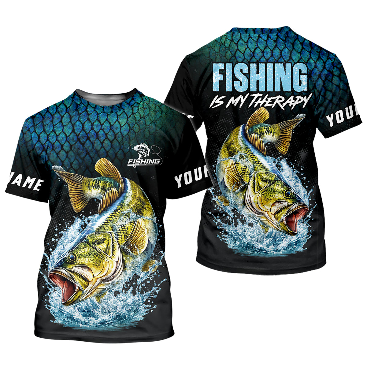 Fishing Is My Therapy Bass Fishing UPF Shirt – Personalized Fishing Shirt for Men