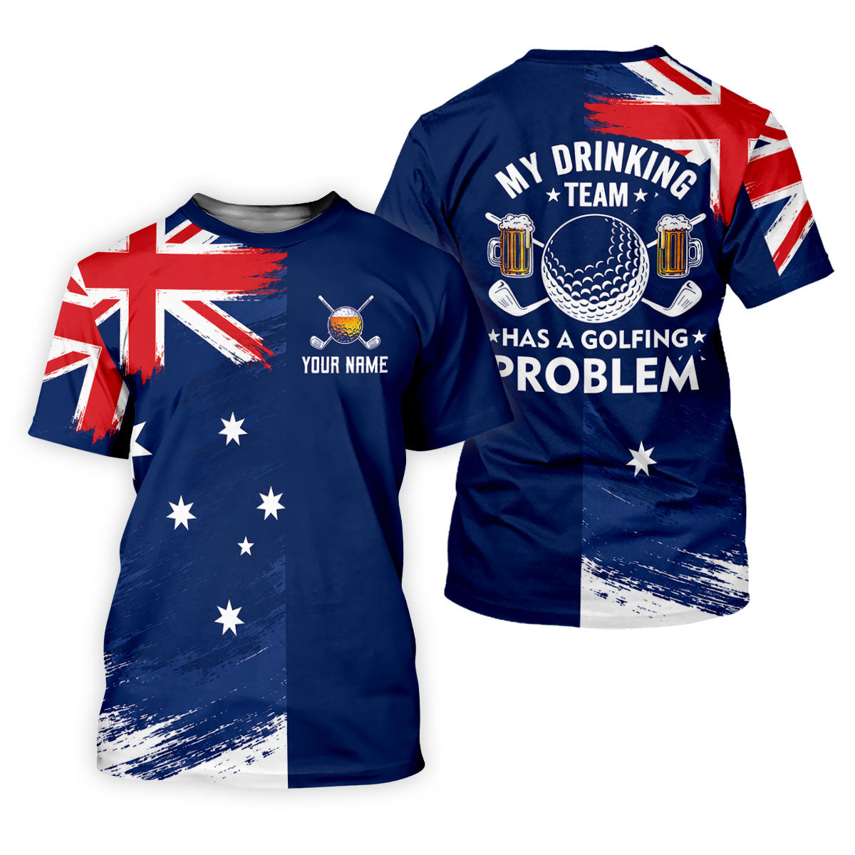 My Drinking Team Has A Golfing Problem Australia Flag Print Ladies Golf Tops, Golf Shirt For Women