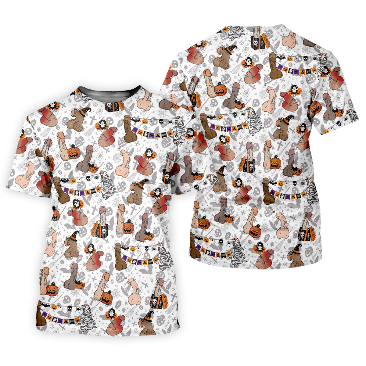 Funny Adult Halloween Pattern Hawaiian Polo Shirt, Polo Shirts For Men, Mens Golf Apparel