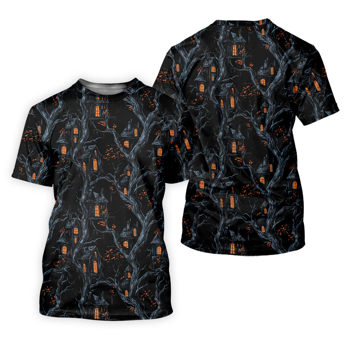 Haunted House Halloween Women Golf Top, Black Golf Polo ShirtLadies Golf Shirts, Golfing Apparel