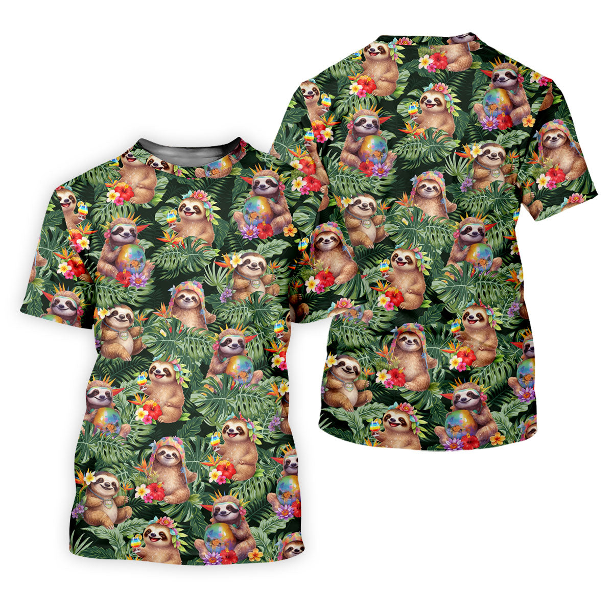 Funny Sloth Hawaiian Summer Ladies Golf Tops, Golf Shirt For Women, Ladies Golf Shirts