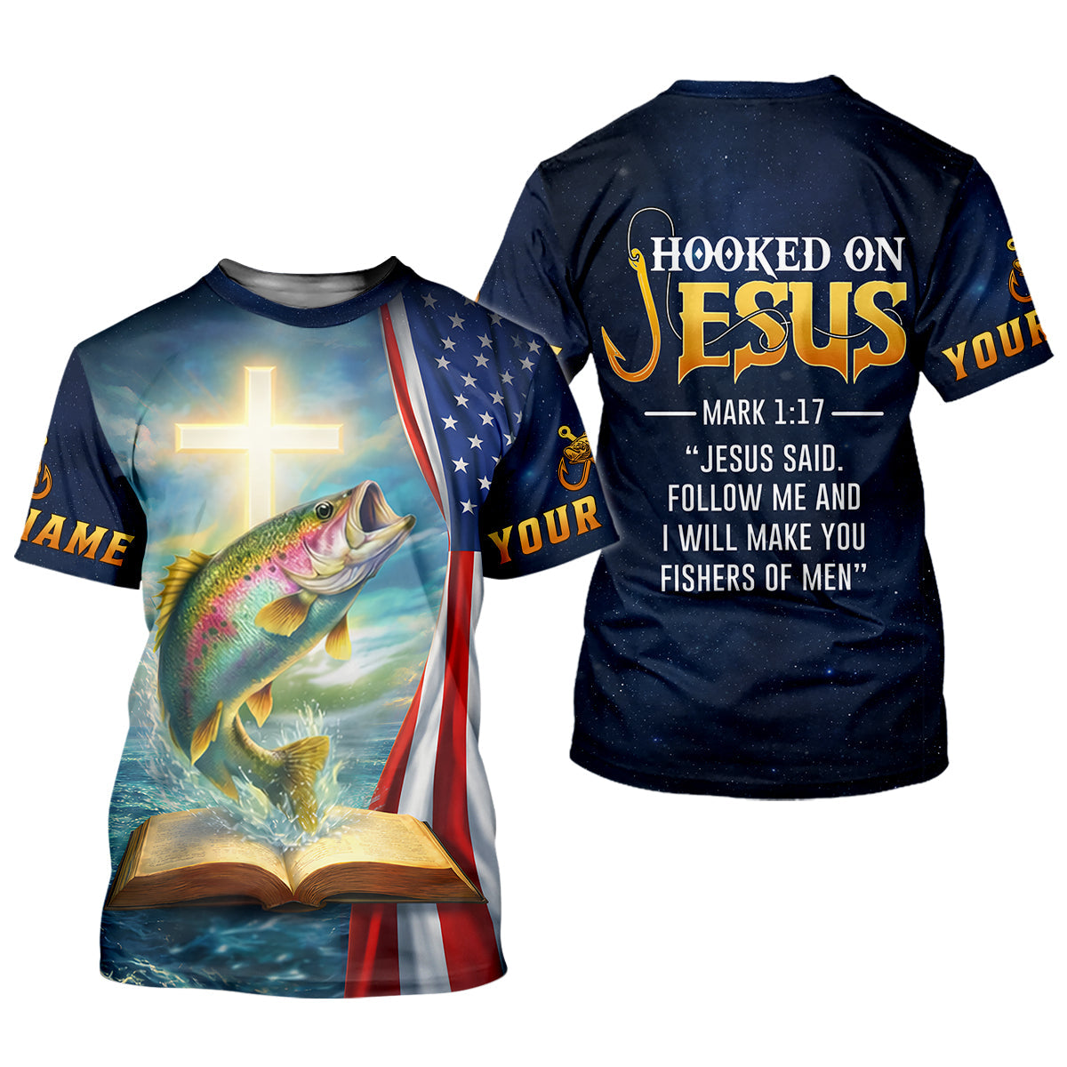 Hooked On Jesus – Fisher of Men Shirt, Fishing UPF Shirts, Funny Fishing Shirt