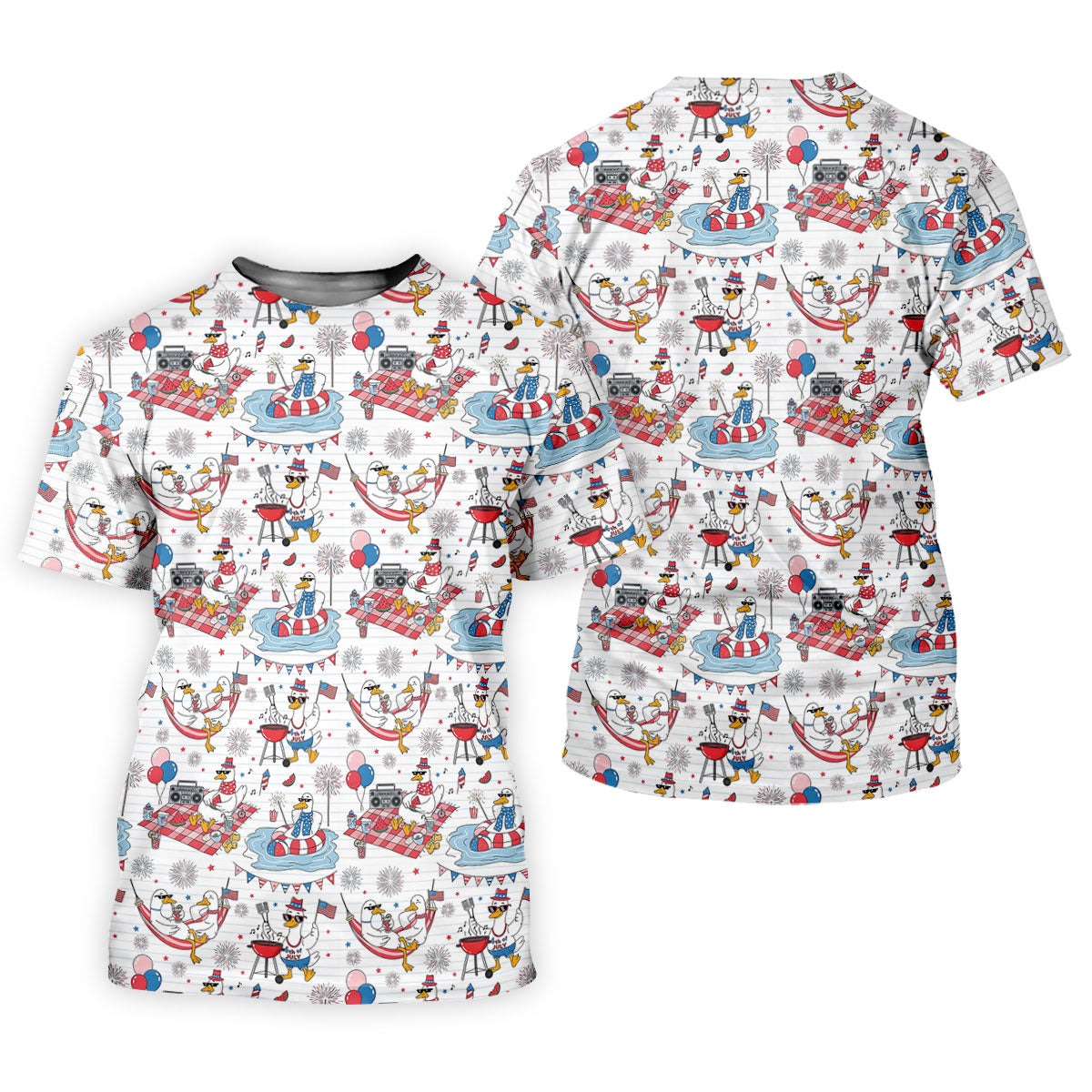 Funny Patriotic Duck Summer Party Polo Shirt, Womens Golf Polo, Golf Shirts For Women