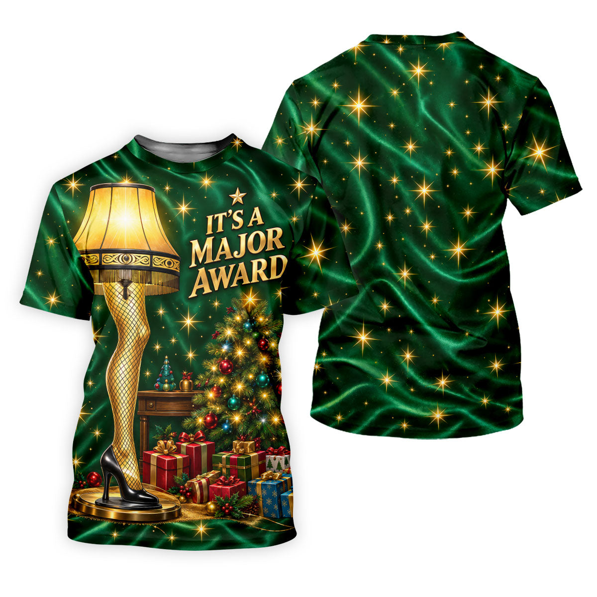 Major Award Leg Lamp Christmas Golf Polo Shirt, Mens Golf Shirts, Christmas Golf Shirt