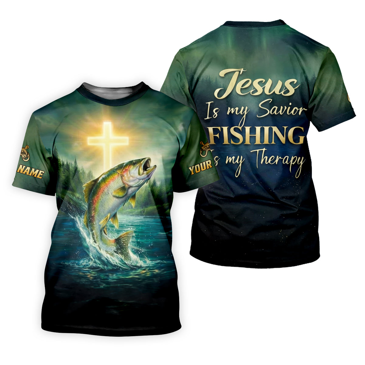 Jesus My Savior – Fishing My Therapy Shirt, Fishing UPF Shirts, Funny Fishing Shirt