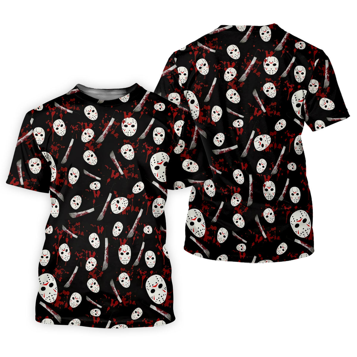 Hockey Mask Blood Pattern Halloween Golf Polo Shirt, Mens Golf Shirts, Printed Golf Shirts