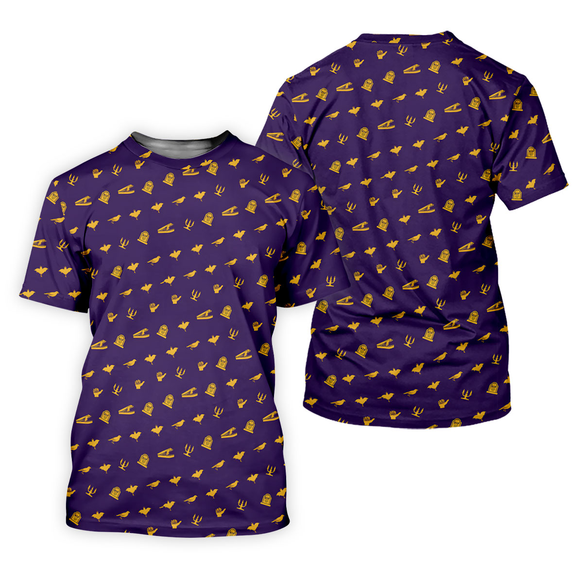 Purple Gravestone Bat Halloween Pattern Polo Shirt, Golf Polo For Women, Ladies Golf Top