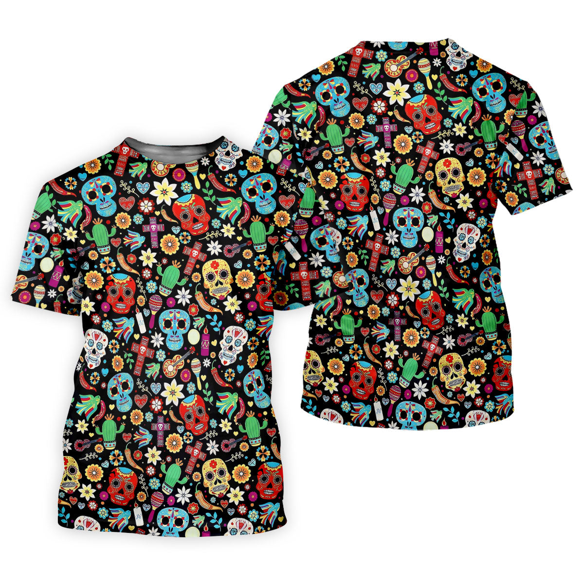Skull With Flowers Cinco De Mayo Celebration Fiesta Themed Golf Tops For Men, Golf Shirts For Men