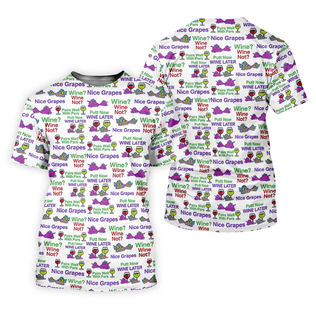 Wine Lover Golf Shirt, Grape Humor Print, Golf Shirts For Men