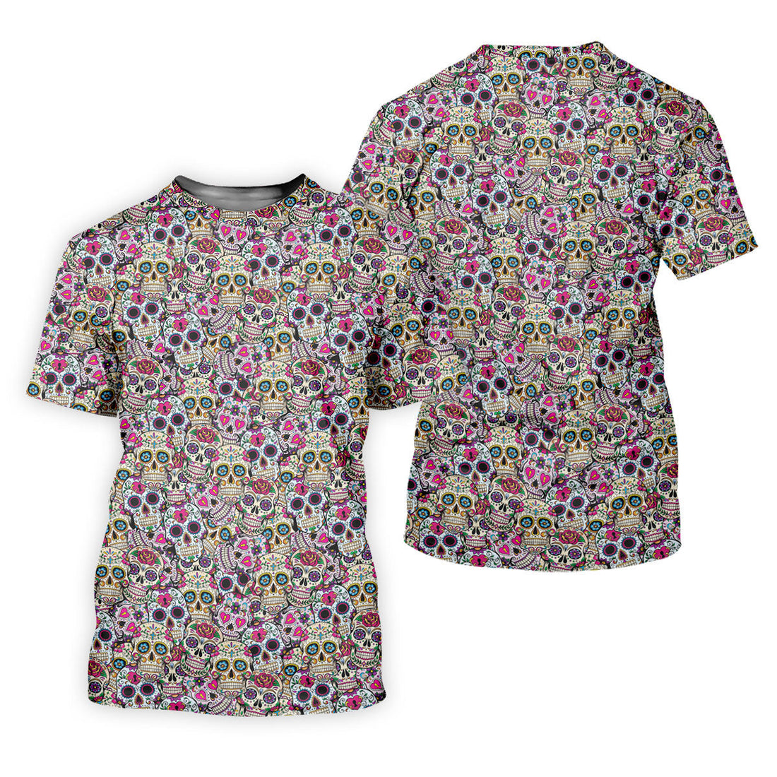 Colorful Sugar Skull Floral Golf Polo Shirt, Hawaiian Golf Shirt, Golf Polo Shirts For Men