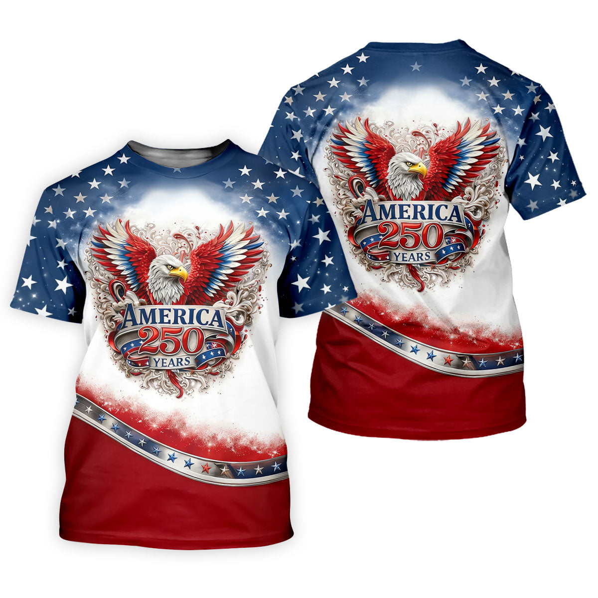 Bald Eagle Red White Blue Patriotic Stars 4th Of July Golf Shirt, 250 Years Golf Shirt For Women