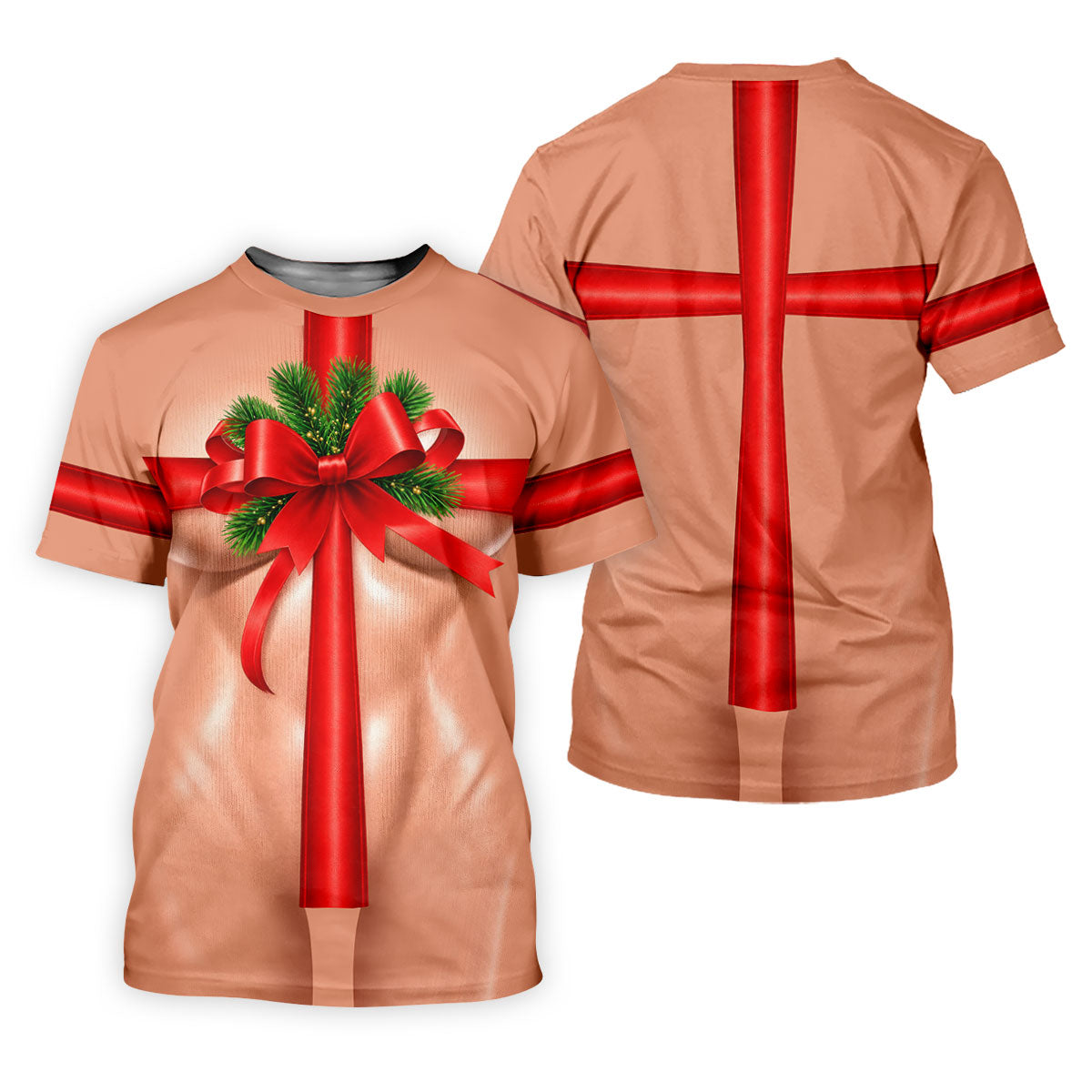 Christmas Red Bow Gift Golf Polo Shirt, Printed Golf Shirts, Polo Shirts For Men