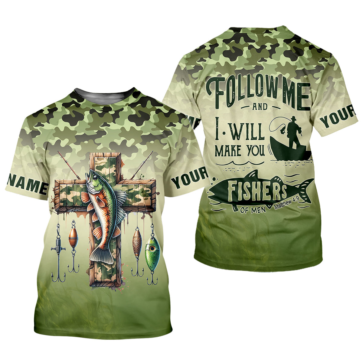 I Will Make You Fishers Of Men Camouflage Fishing Shirts, Fishing UPF Shirts, Christian Fishing Shirts For Men