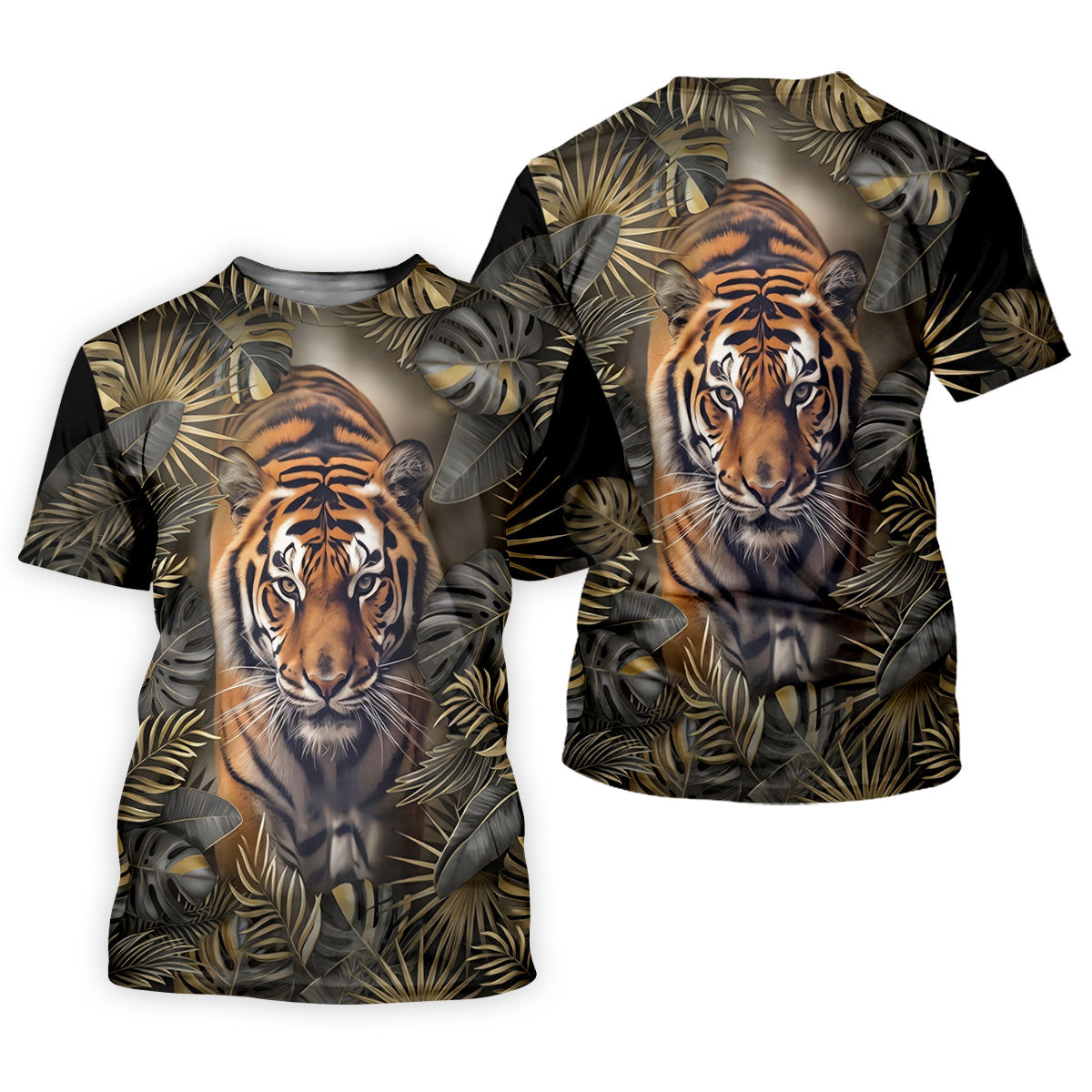 Majestic Tiger Tropical Golf Polo Shirt, Men's Golf Shirt, Golf Polo Shirts For Men