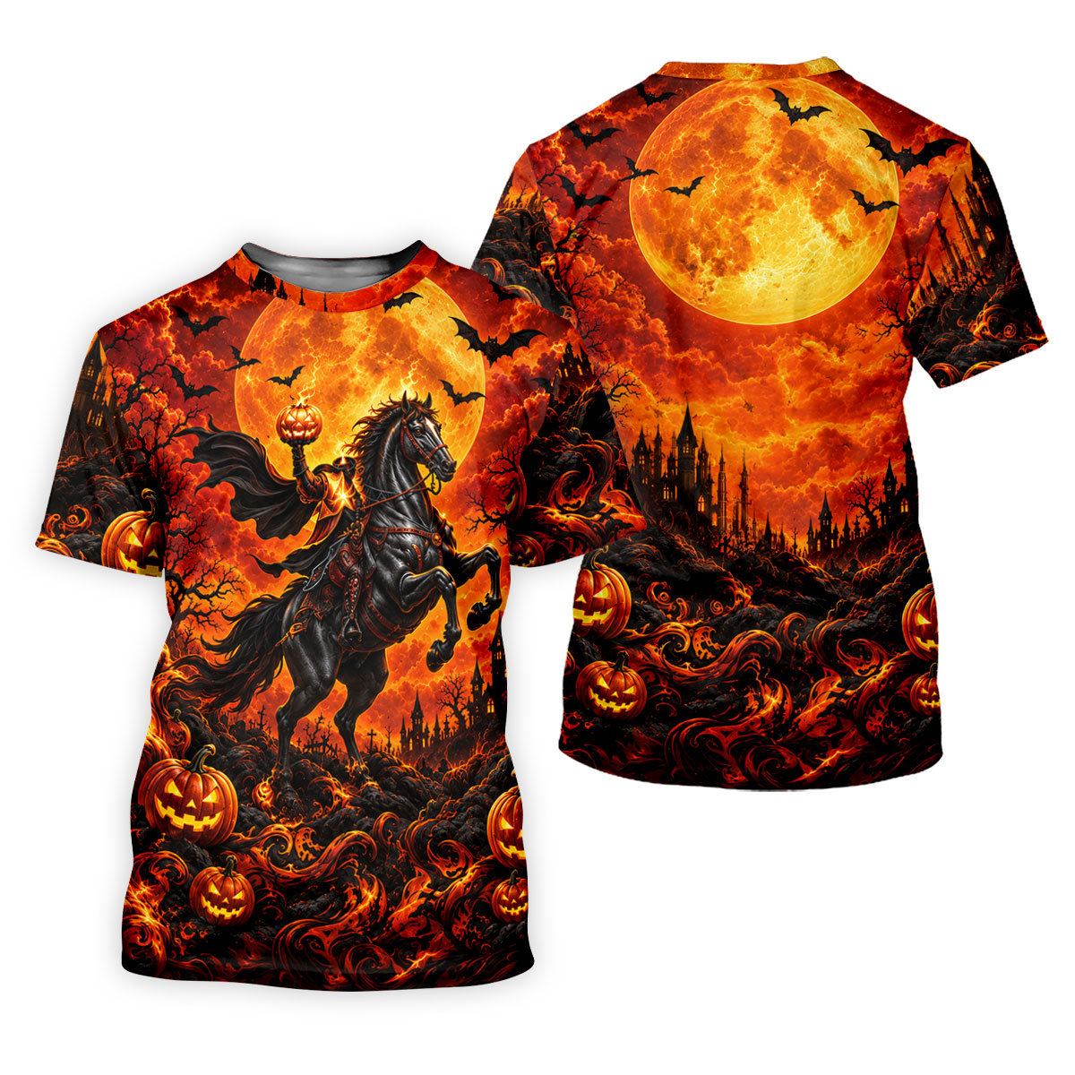 Fire Moon Rider Halloween Horror Character Polo Shirt, Golf Polo, Golf Shirts For Men