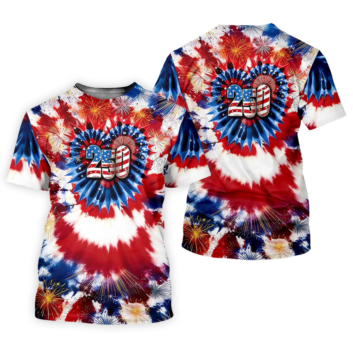 250 Years Red White Blue Tie Dye Print Patriotic Golf Shirt, 4th Of July Golf Shirt For Women
