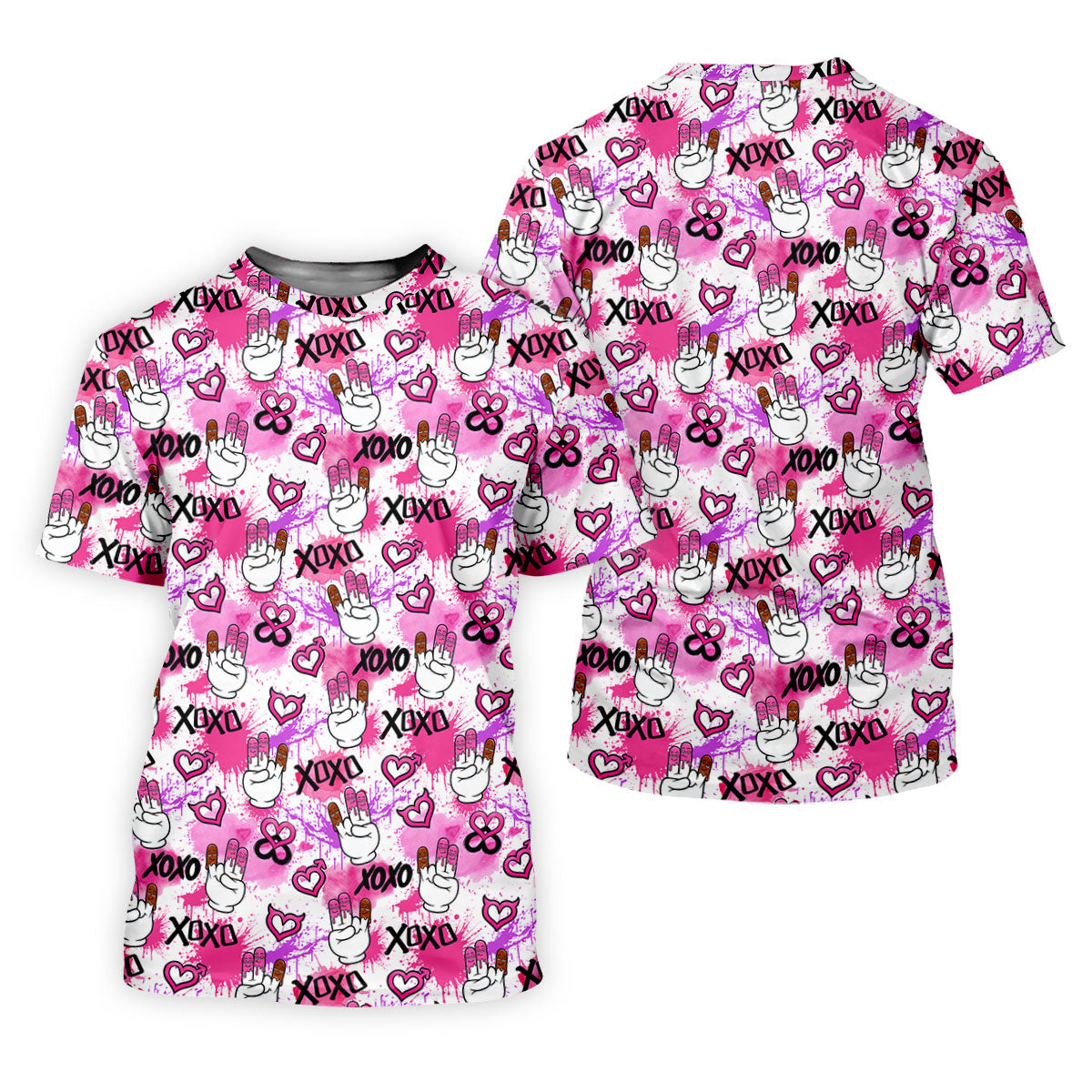 Chocolate Fingers Adult Humor XOXO Pink Splatter Fun Women's Golf Shirts, Valentines Golf Gift, Women's Golf Tops