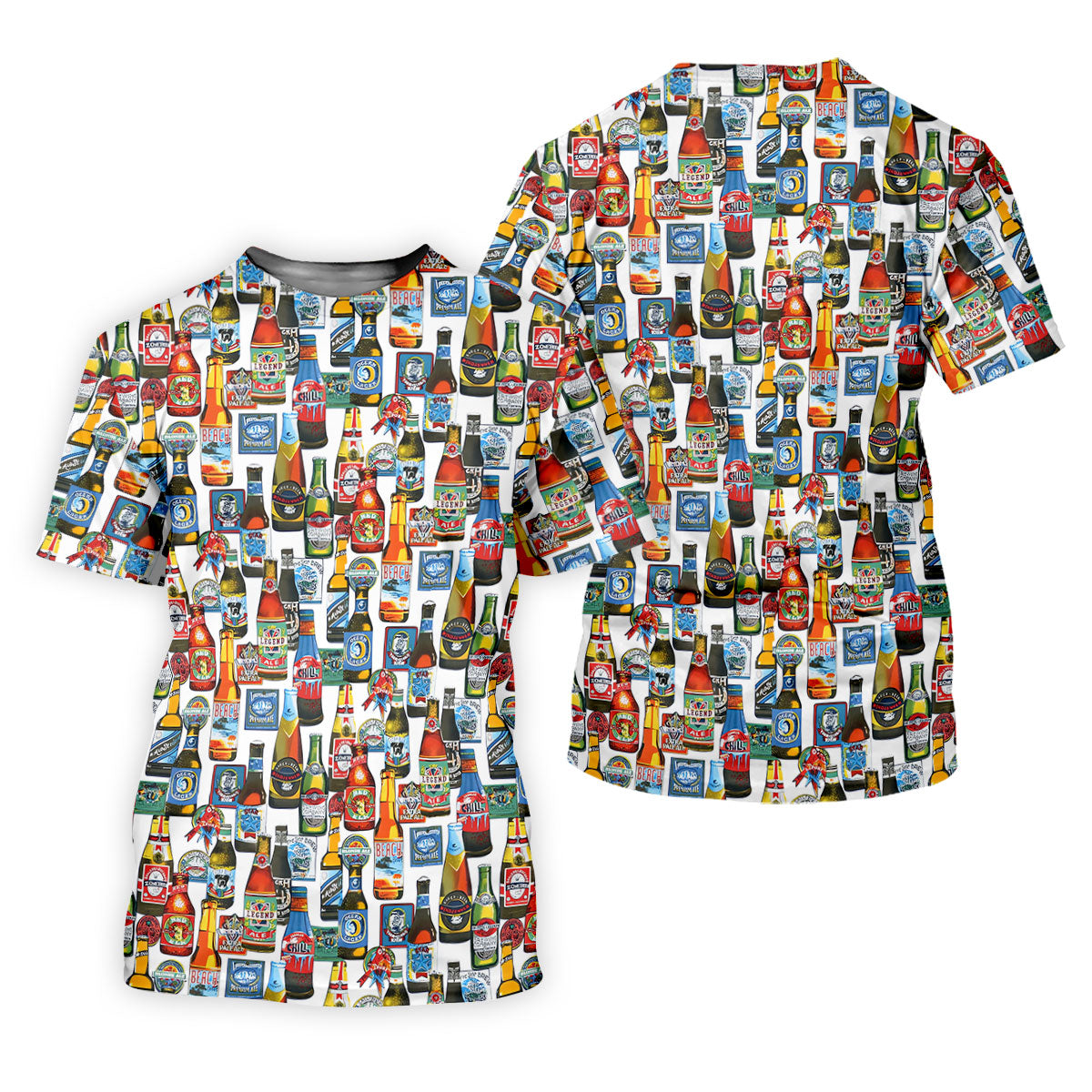 Beer Bottle Labels White Golf Shirt, Fun Women's Golf Shirts, Women's Golf Tops, Ladies Golf Shirt