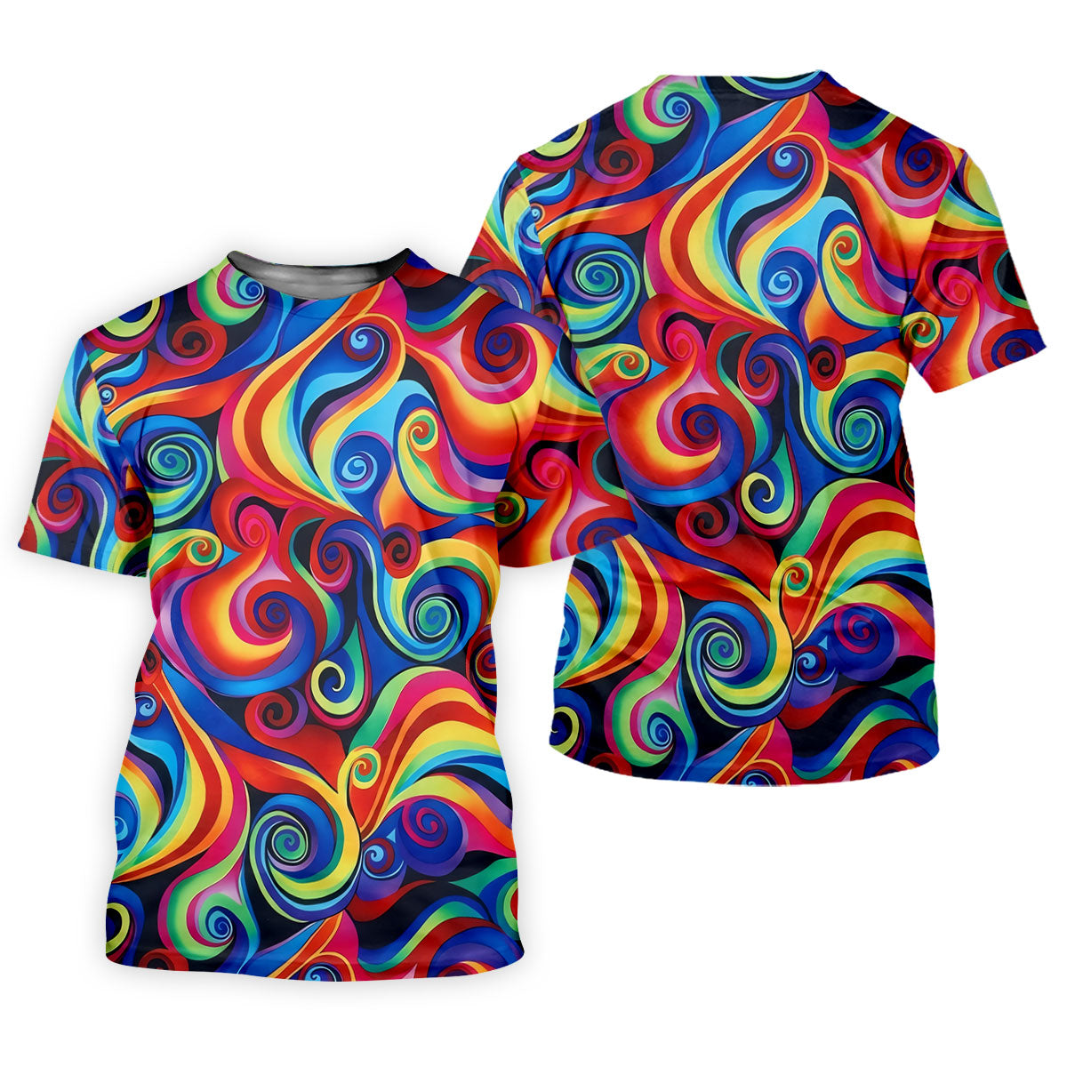 Colorful Rainbow Swirl Abstract Golf Shirt, Ladies Golf Shirts, Women’s Golf Apparel, Performance Golf Shirt