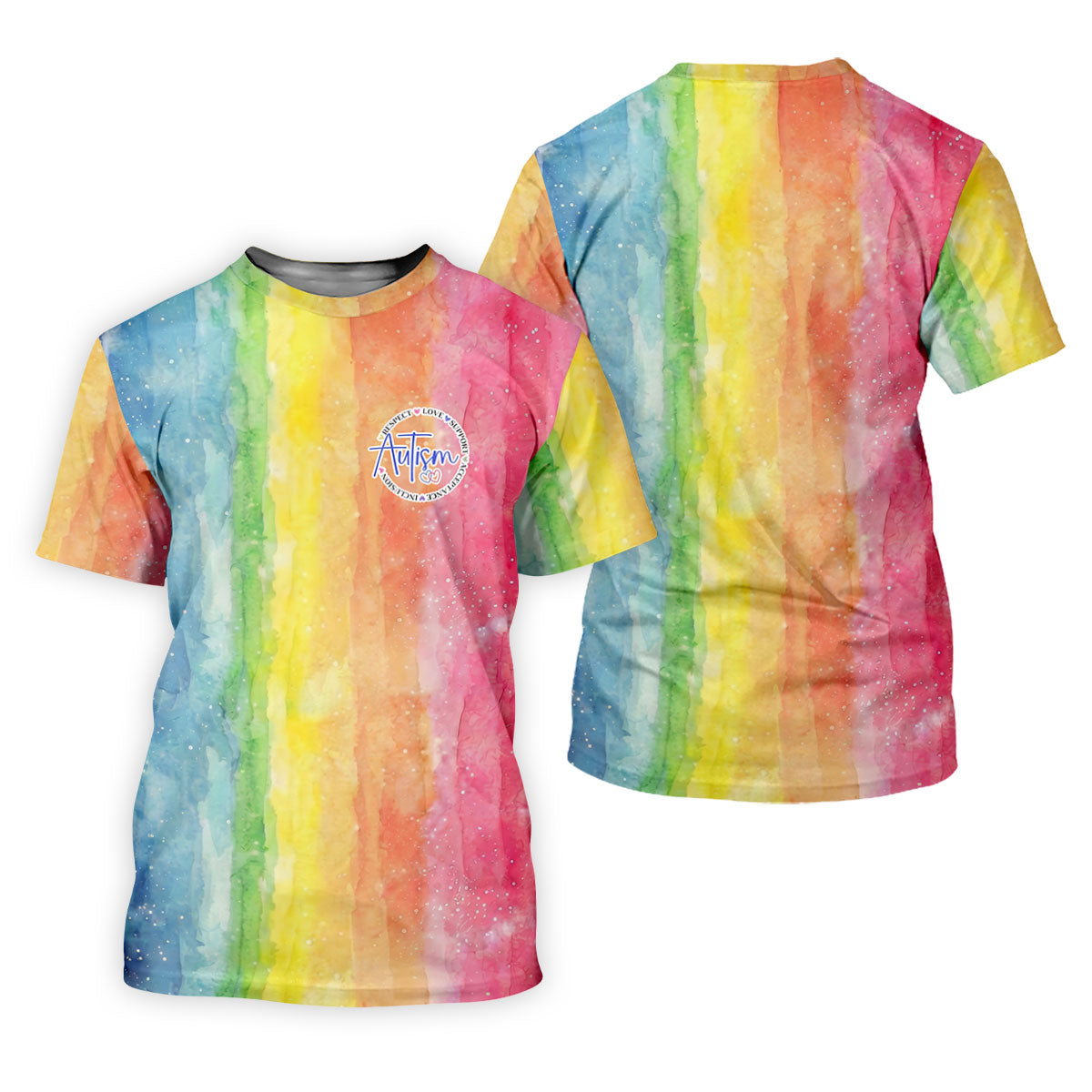 Autism Awareness Watercolor Rainbow Ladies Golf Tops, Women's Golf Shirts, Ladies Golf Polos,