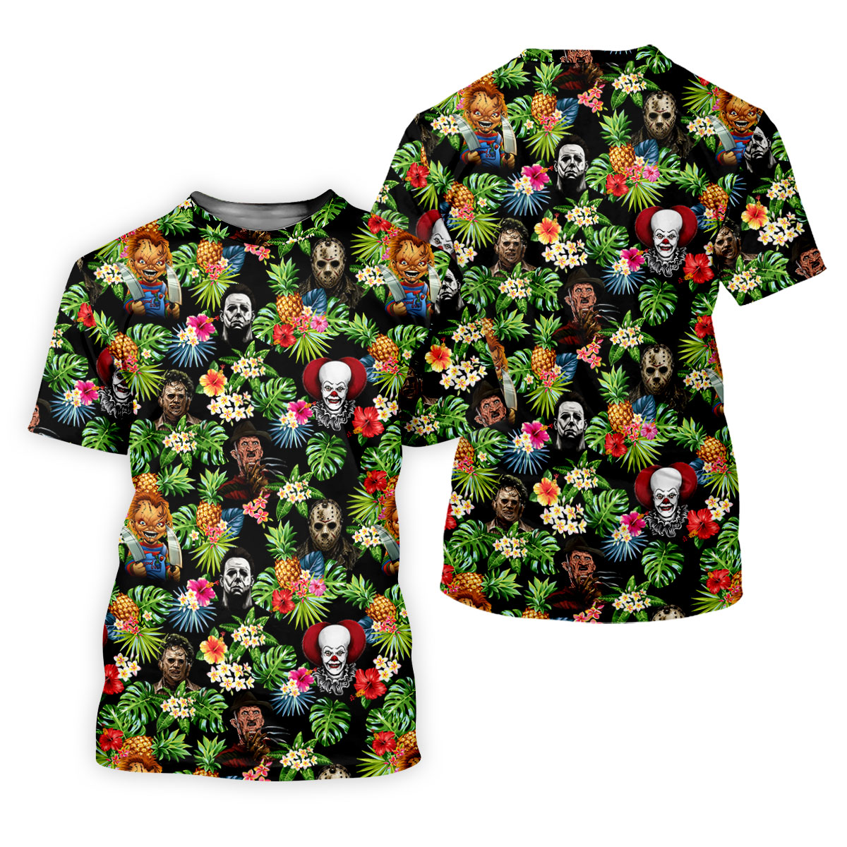 Tropical Horror Character Halloween Golf Shirt, Mens Golf Apparel, Printed Golf Shirt