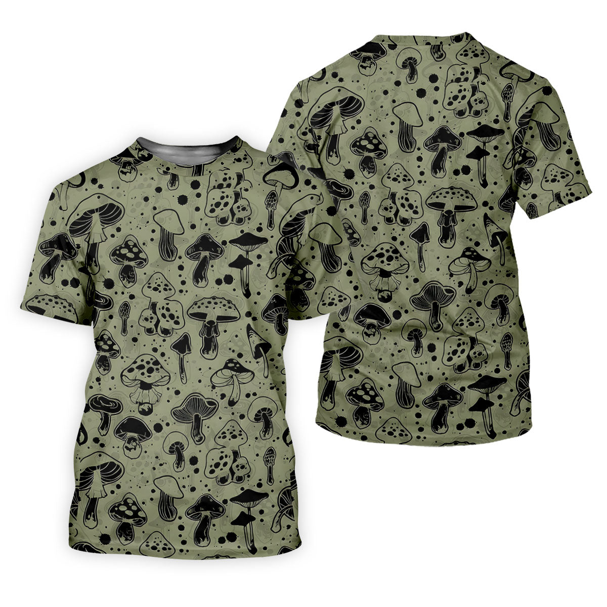 Vintage Mushroom Sketch Pattern Hawaiian Golf Shirt, Printed Golf Shirts, Golf Apparel For Men
