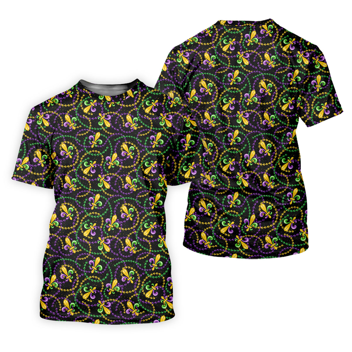 Mardi Gras Beads Purple Green Gold Fleur De Lis Women's Golf Tops, Ladies Golf Polos, Golf Shirt For Women