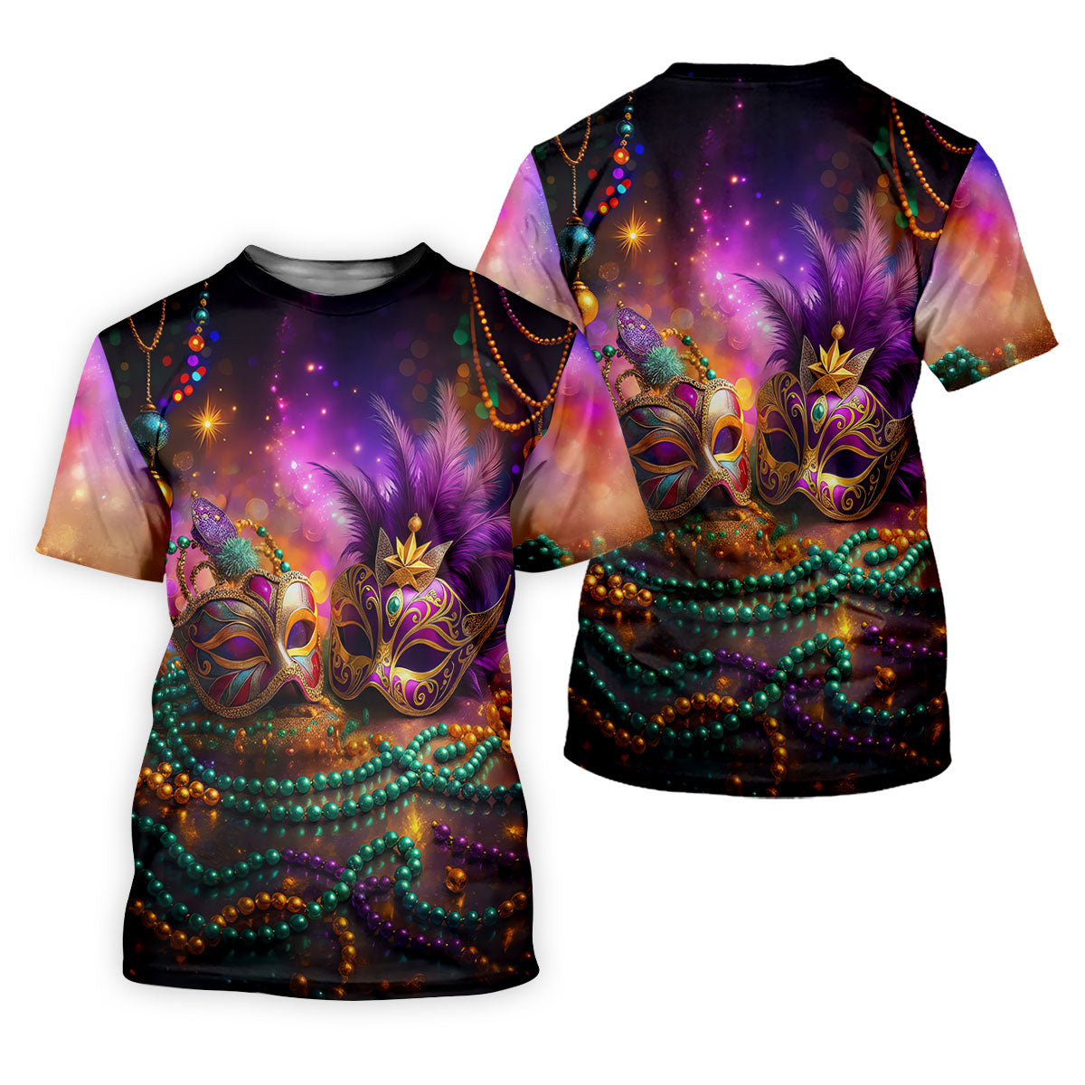 Carnival Mask Beads Chain Bokeh Effect Mardi Gras Golf Shirt, Women's Golf Tops, Ladies Golf Polos