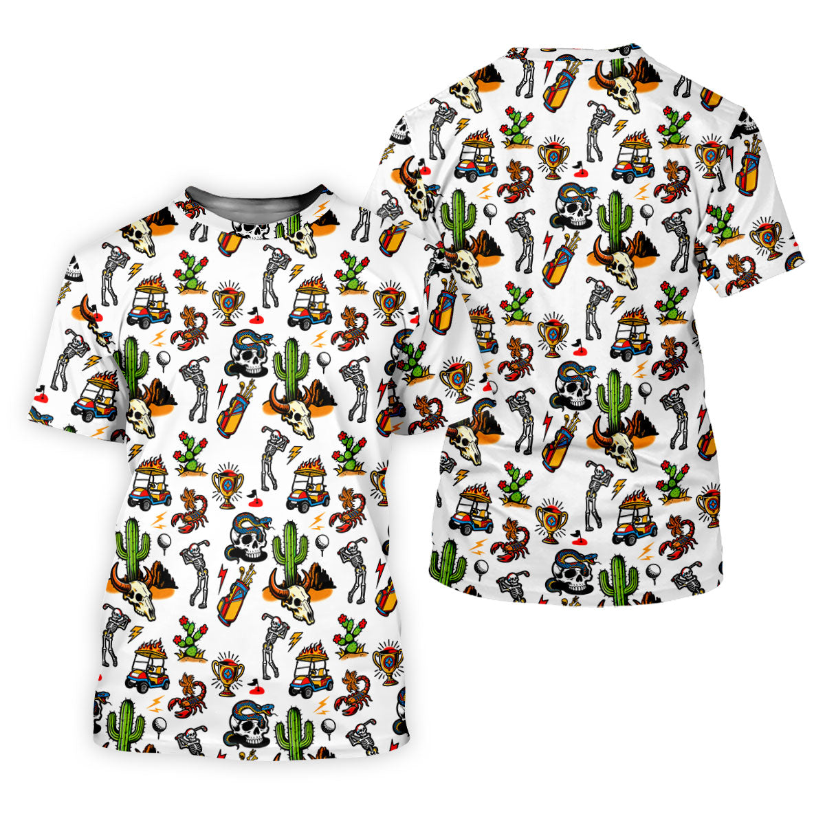 Southwestern Desert Golf Icons Pattern Polo Shirt, Mens Golf Shirts, Hawaiian Golf Shirt