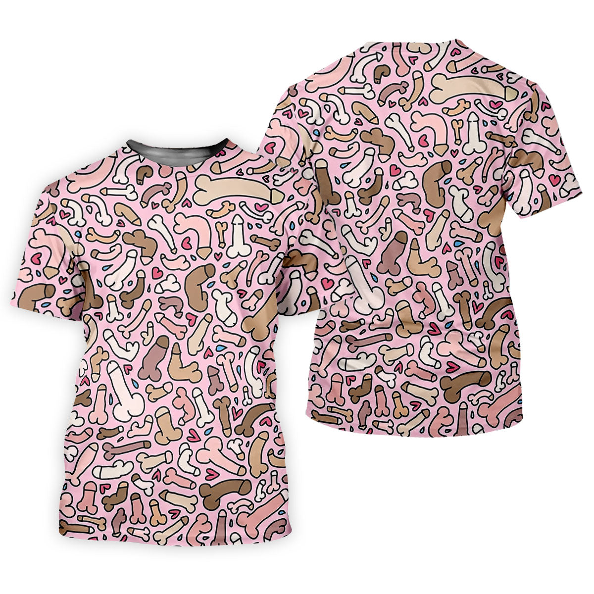 Funny Adult Doodle Pink Pattern Polo Shirt, Mens Golf Polo, Golf Shirts For Men