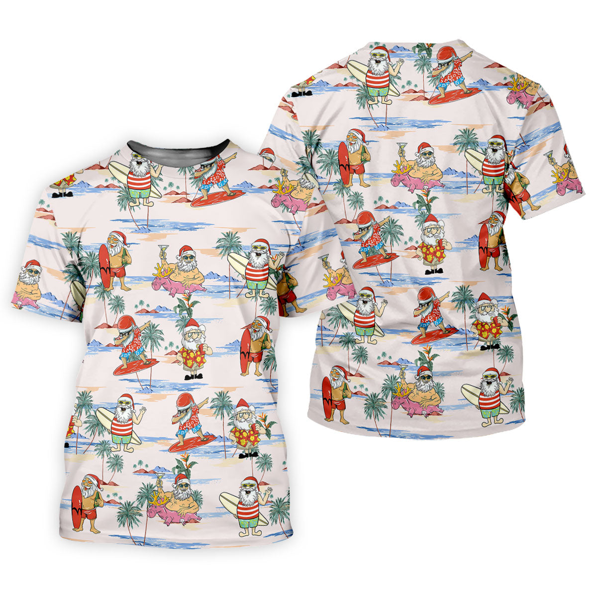 Funny Tropical Santa Christmas Golf Shirt, Men's Golf Shirt, Hawaiian Golf Shirt, Printed Golf Shirts