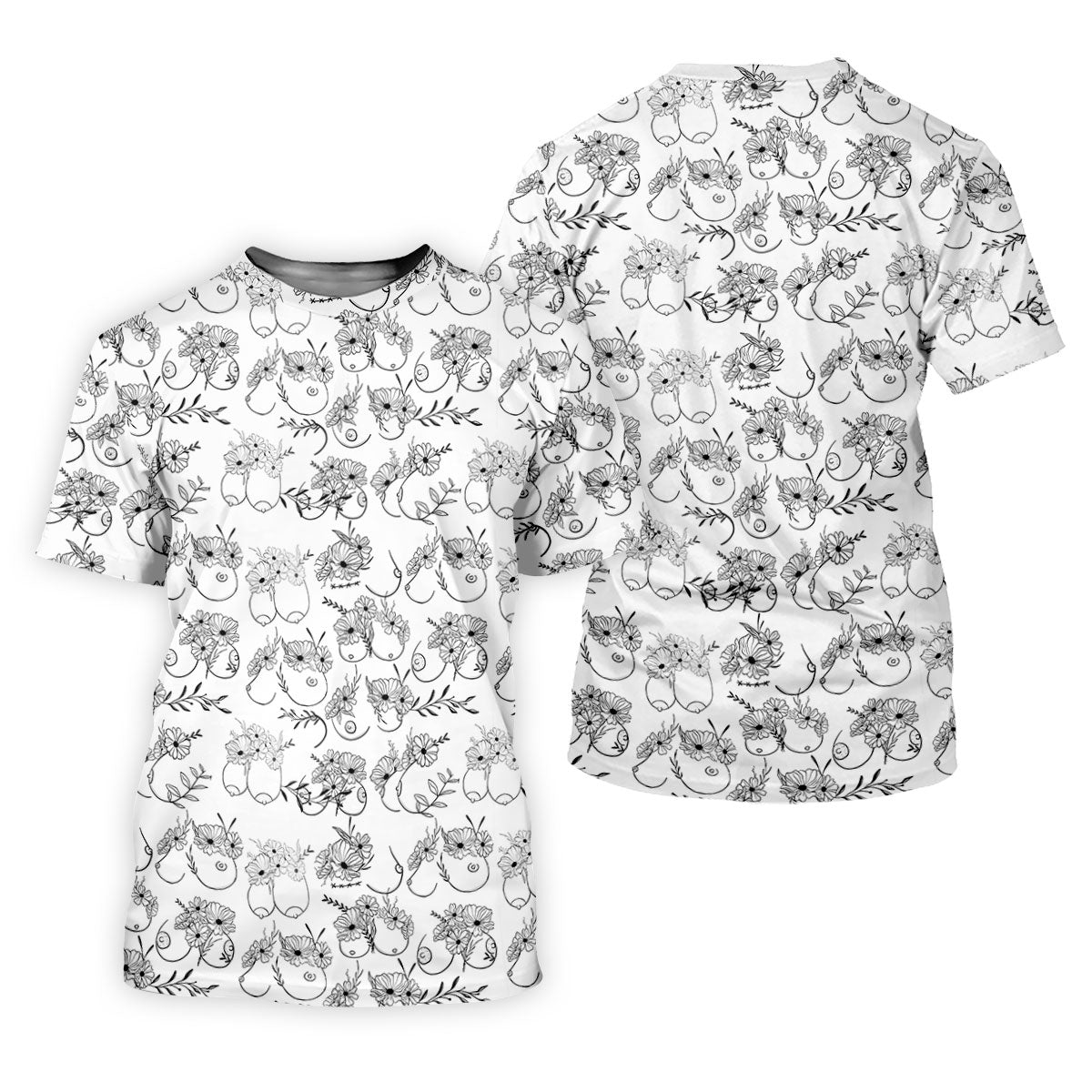 Floral Boobs Line Art Golf Polo Shirt, Men’s Golf Polo, Golf Tops For Men