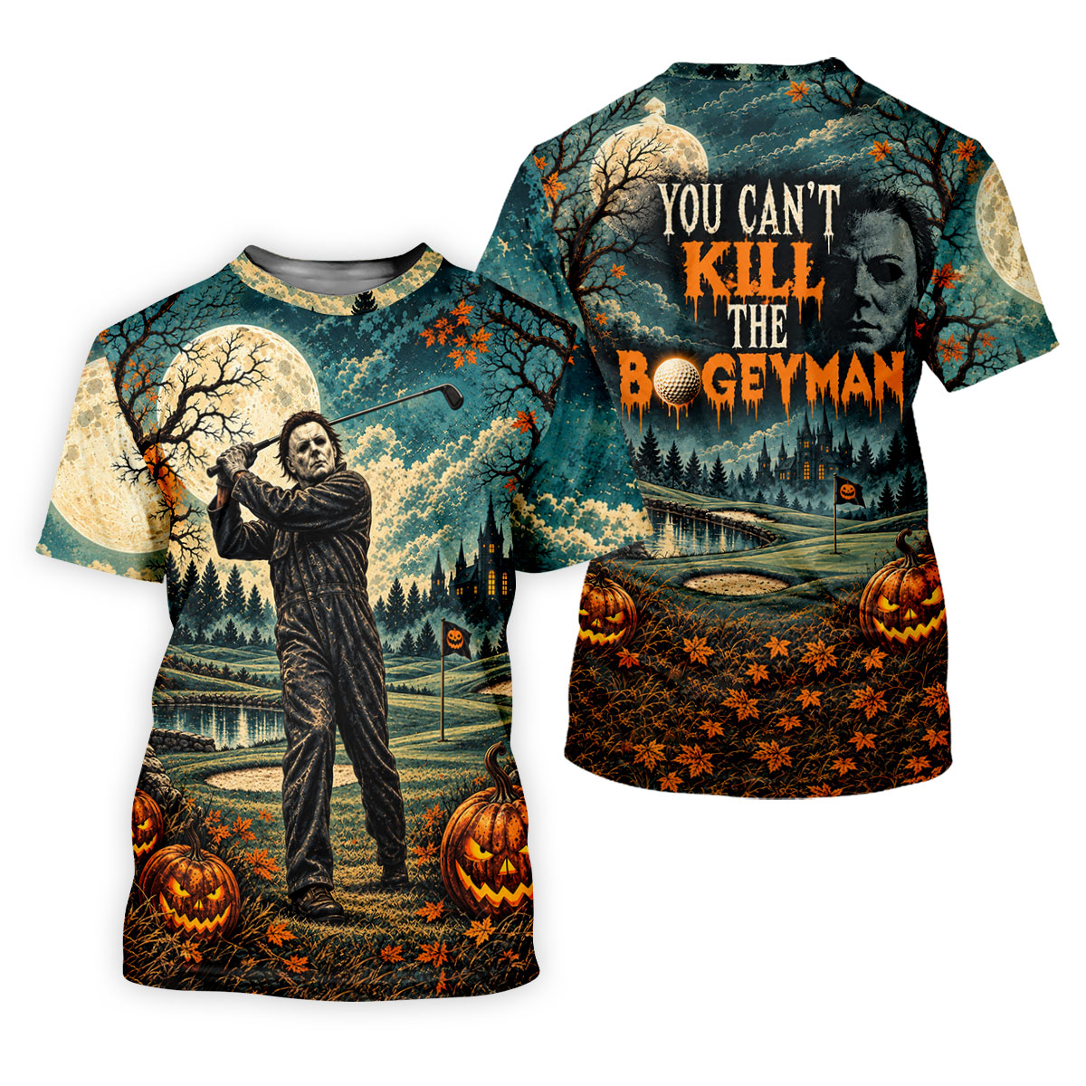 Halloween Can't Kill Bogeyman Horror Character Polo Shirt, Mens Golf Shirts, Golf Apparel
