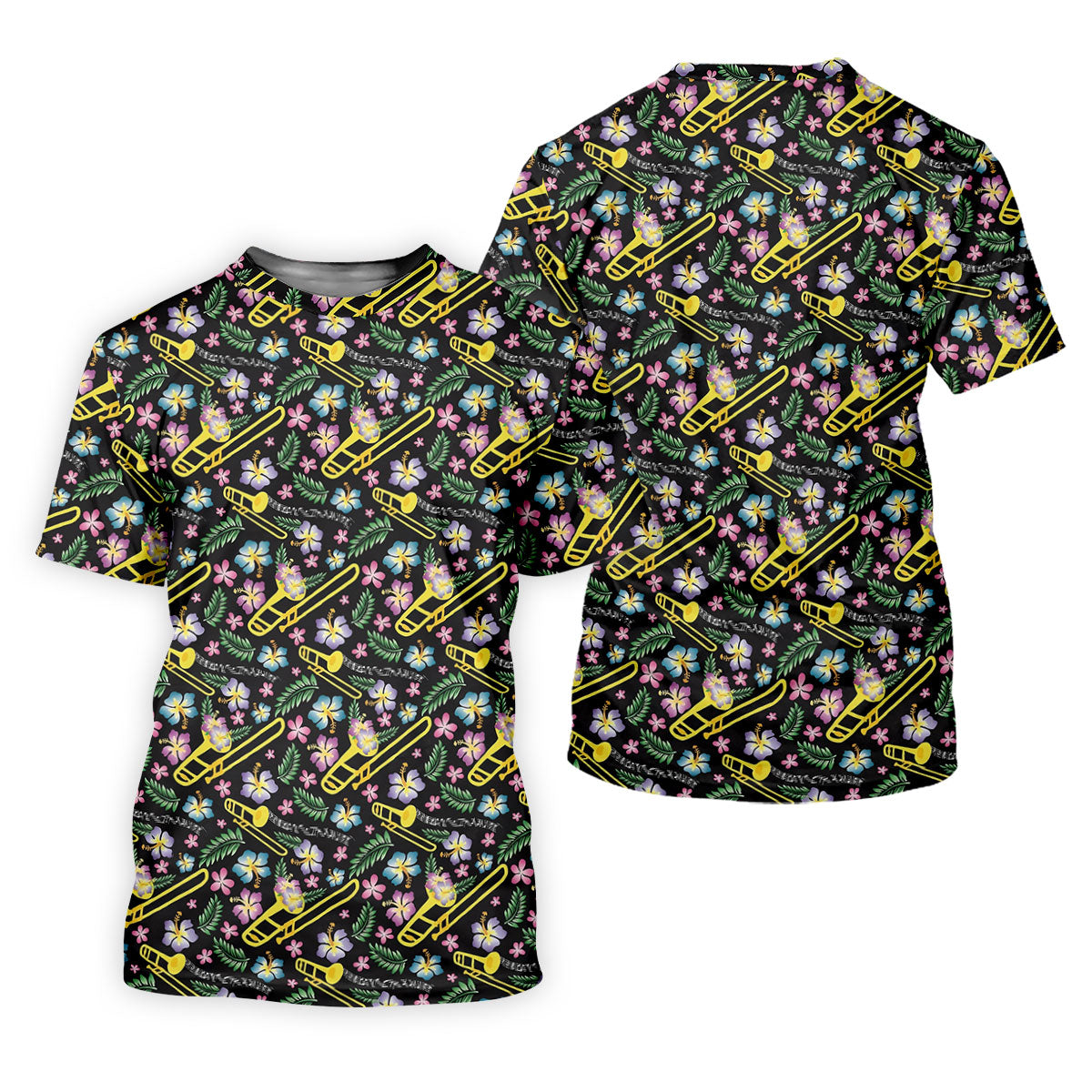 Trombones Floral Tropical Vibe Golf Shirt For Women, Ladies Golf Shirts, Women's Polo Shirt