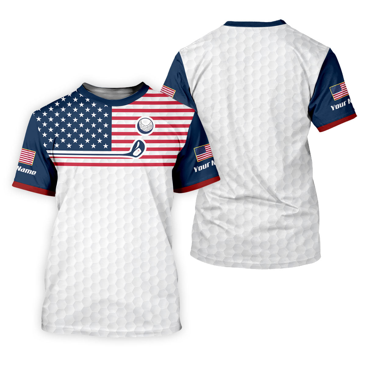Patriot American Flag Golf Club Golf Ball Pattern Women's Golf Tops, 250th Anniversary Patriotic Golf Shirt