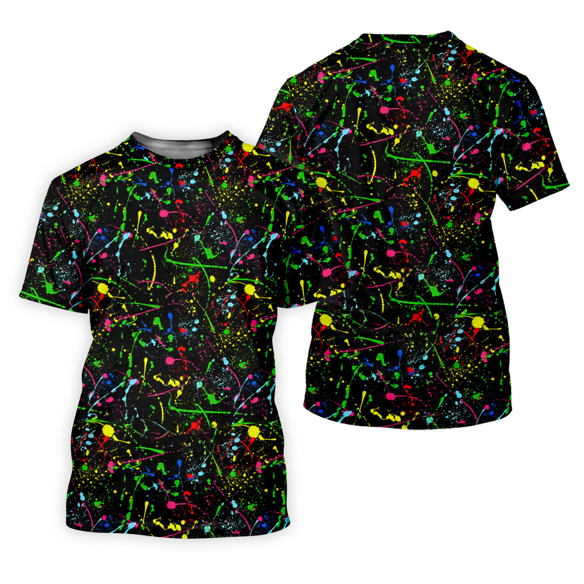 Black Neon Paint Splatter Golf Shirt, Women's Golf Tops, Performance Golf Shirt