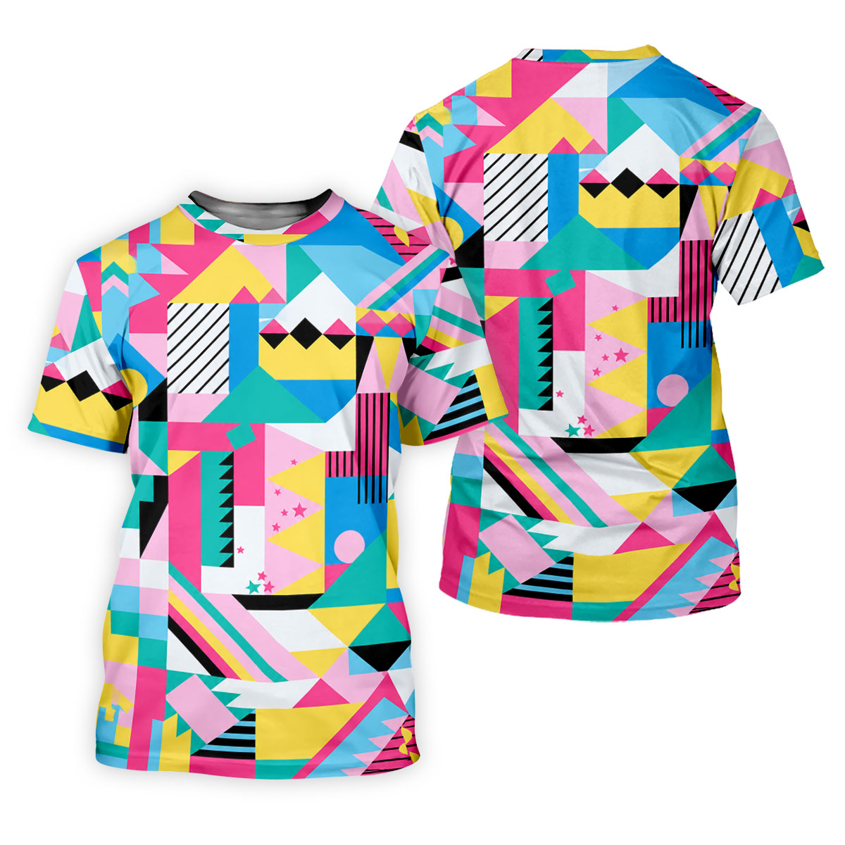 Memphis Pattern Golf Shirt, Retro 80s Geometric Color Block Design, Golf Shirt For Women