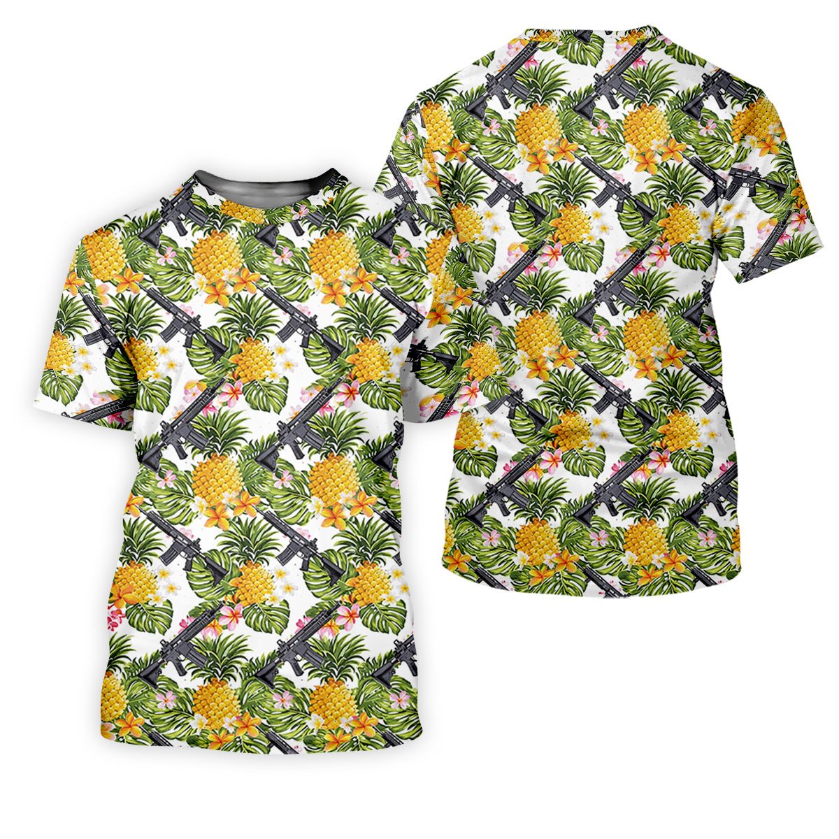 Tropical Pineapple Rifle Hawaiian Golf Shirt Pattern, Hawaiian Golf Shirt, Golf Apparel For Men