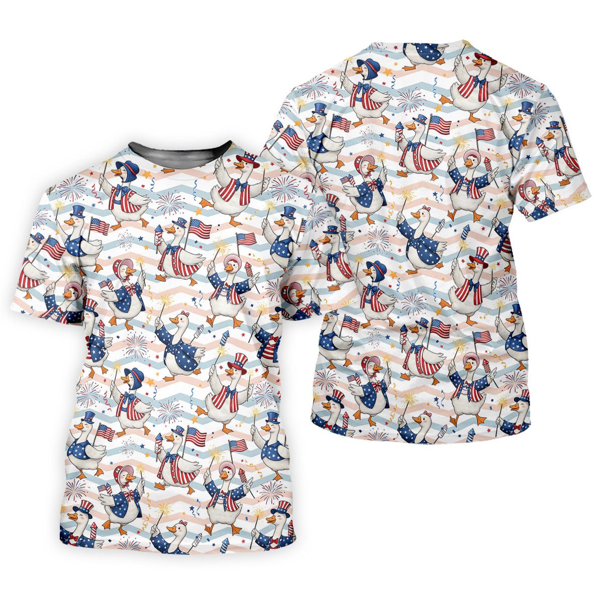 Patriotic Duck USA Flag Fireworks Polo Shirt, Womens Golf Polo, Golf Shirts For Women