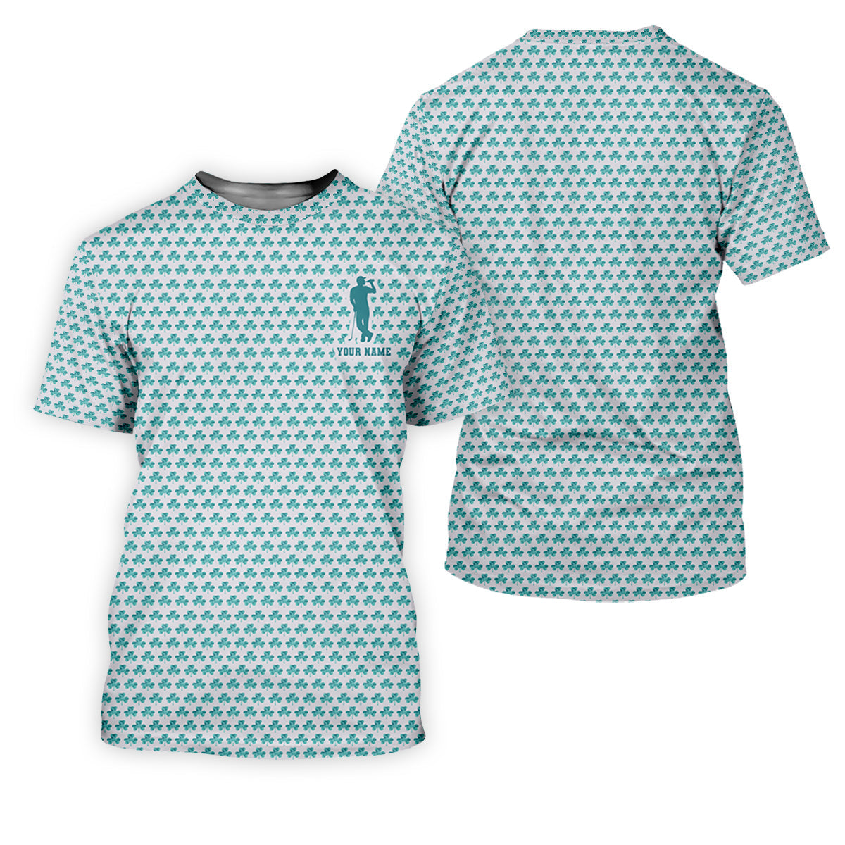 St Patrick's Day Shamrock Golf And Beer Blue And White Golf Shirt, Women's Golf Tops, Ladies Golf Polos
