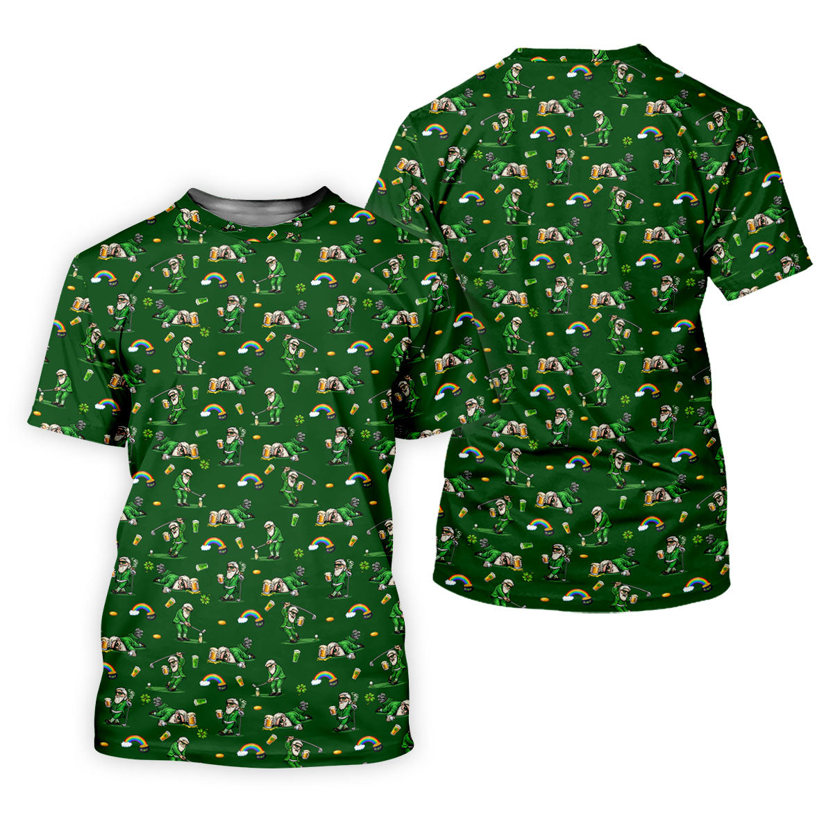 St Patrick's Day Leprechaun Character Golf And Beer Green Golf Shirt, Fun Women's Golf Shirts, Ladies Golf Polos