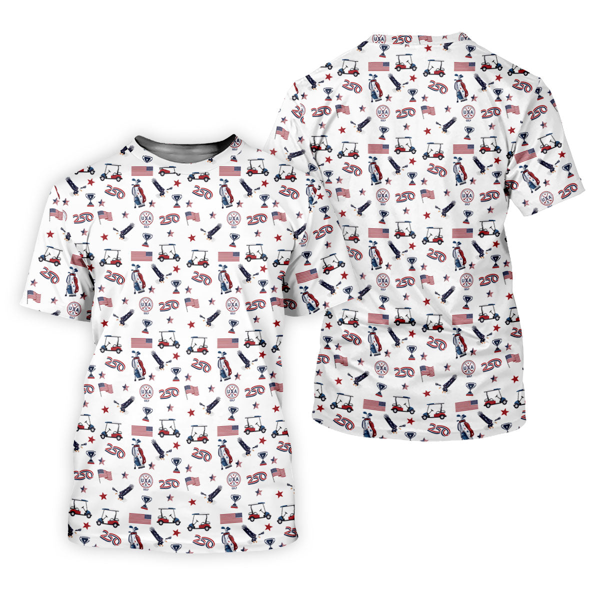 250 Years Golf Pattern Patriotic Golf Shirt, Ladies Golf Tops, 4th Of July Golf Shirt For Women